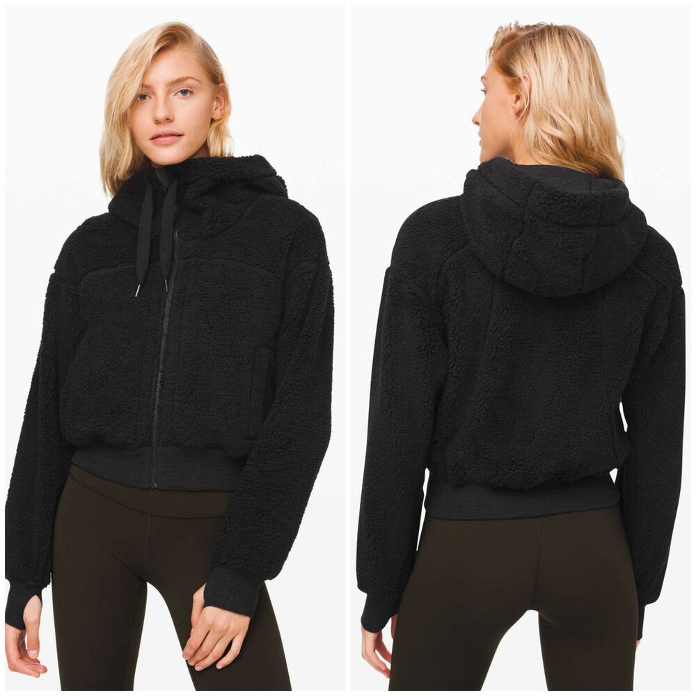 Lululemon Short Sweet and Sherpa Jacket Heathered Core Black Size XS Reversible